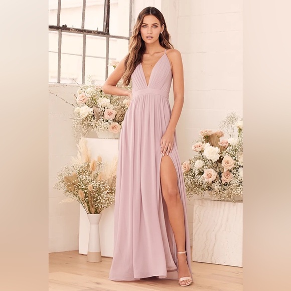 Lulus Dresses & Skirts - Lulus XSmall Ballroom Bliss Dusty Lilac Pleated Maxi Dress with slit